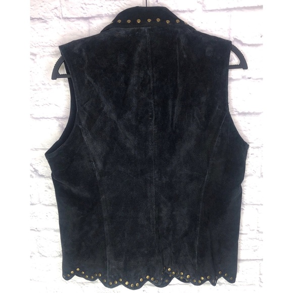 Montanaco Suede Leather Studded Vest Scalloped - Picture 2 of 7